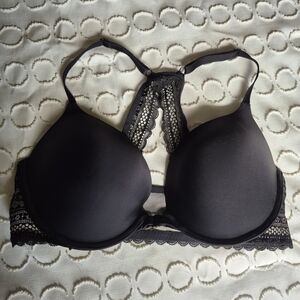 Victoria's Secret Black Lace Racerback Push Up Bra with Front Clasp